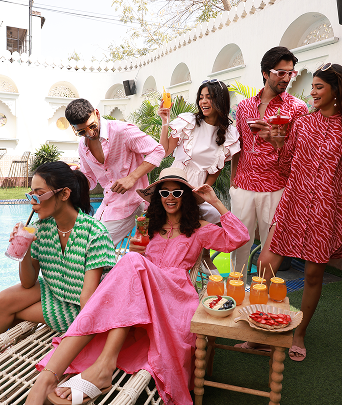Group Lounging by Pool